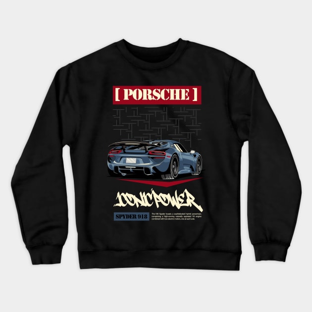 Vintage Porsche 918 Crewneck Sweatshirt by Harrisaputra